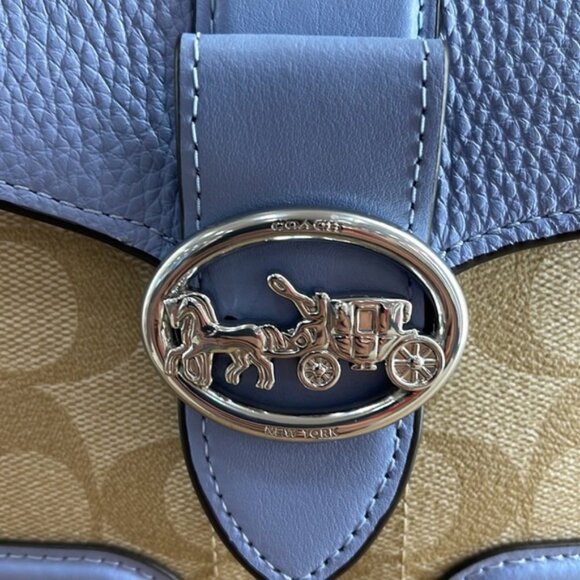 Coach Georgie Crossbody In Signature Canvas Light Khaki / Marble Blue - Picture 5 of 16